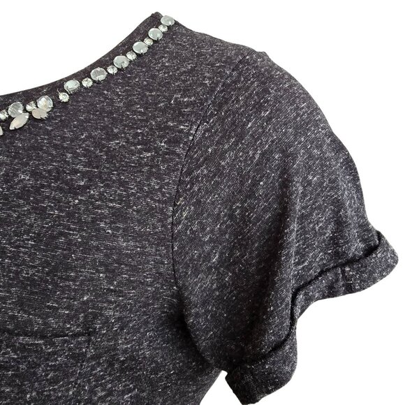 Torrid Womens Black Fleck Jewel Embellished Neckline T-Shirt Plus Size 2 JJ4062 - Picture 4 of 7